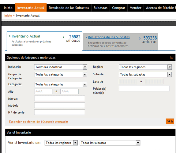 Busque por Inventario Actual