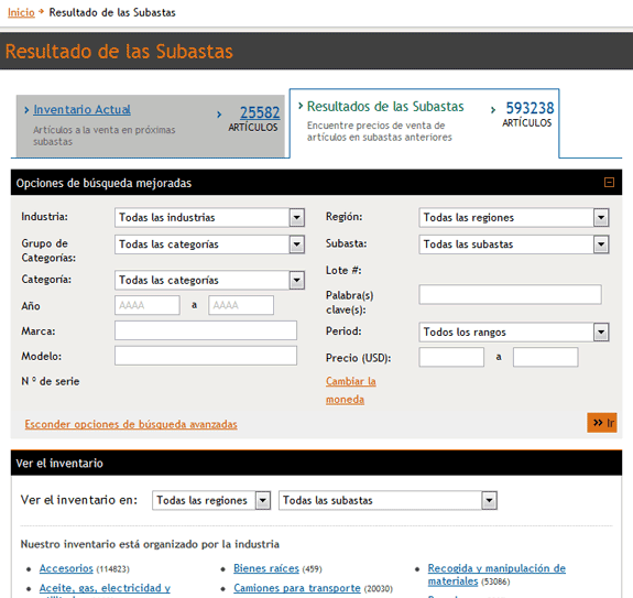 Consulte los resultados de Subastas