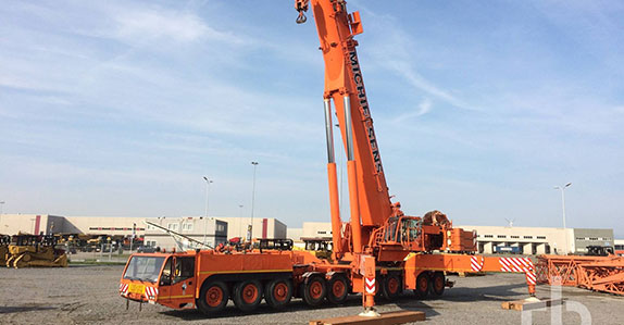 2003 Demag AC700 700 ton all terrain crane sold at a Ritchie Bros. heavy equipment and truck auction. 2003 Demag AC700 700 ton all terrain crane sold at a Ritchie Bros. heavy equipment and truck auction.