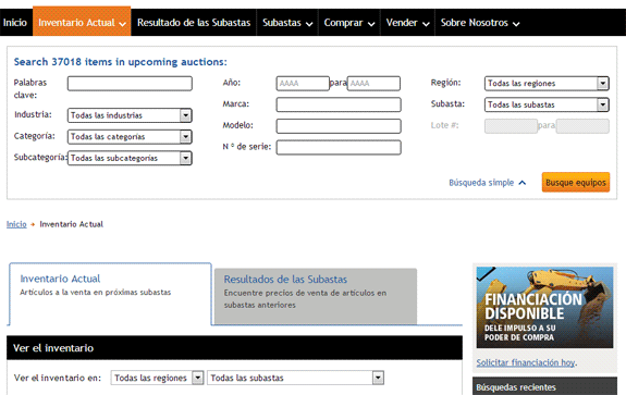 Busque por Inventario Actual