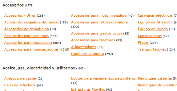 Seleccione una categoría o subcategoría de equipos